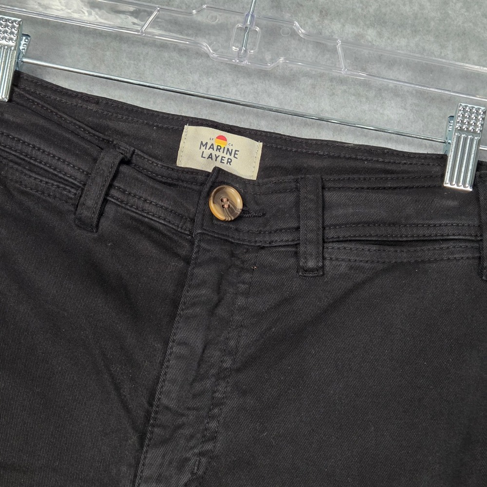 Marine Layer Womens 4 Bridget High Waist Wide Leg Crop Pants Black 2022